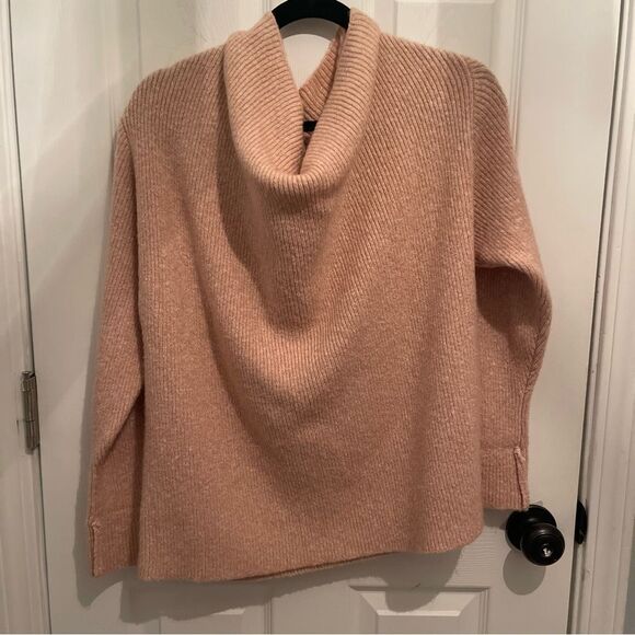 Treasure & Bond Sweaters - Treasure & Bond Pink Marled Mock Neck High-Low Tunic Sweater L